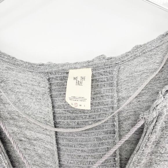 Free People Just A Henley Oversized Top S Grey - Picture 5 of 6